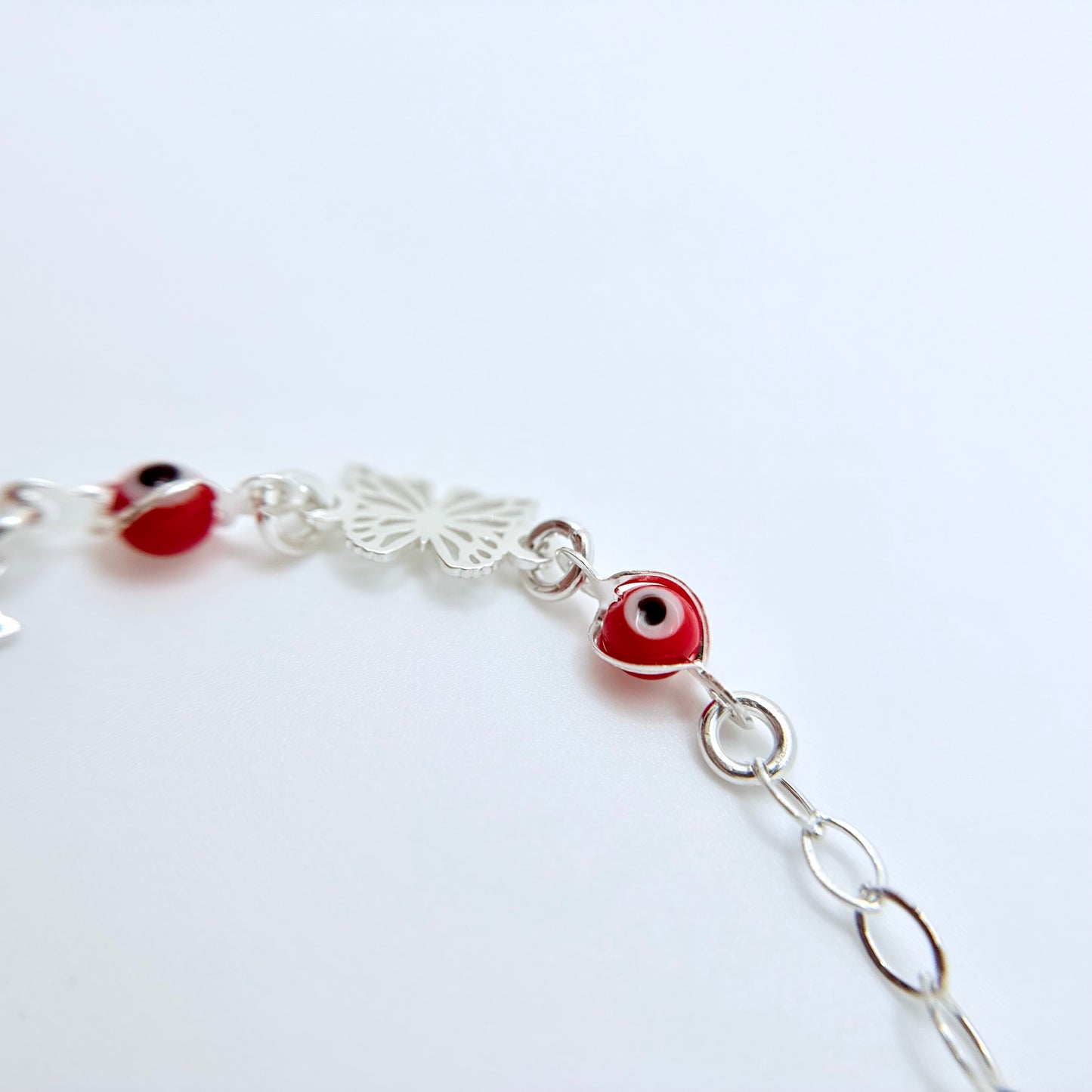 Red Ojito Butterfly Silver Bracelet