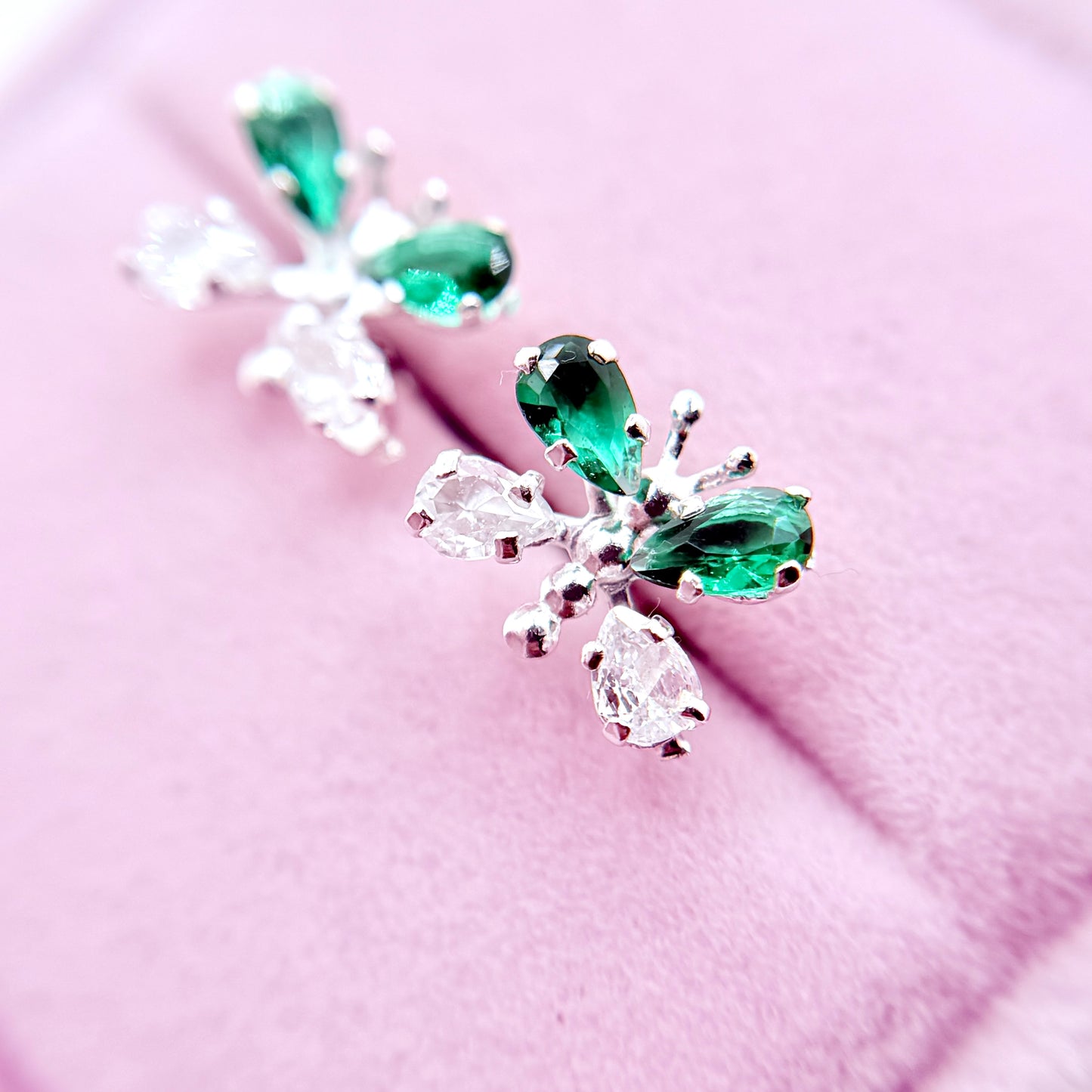 Monarca Emerald Silver Earrings