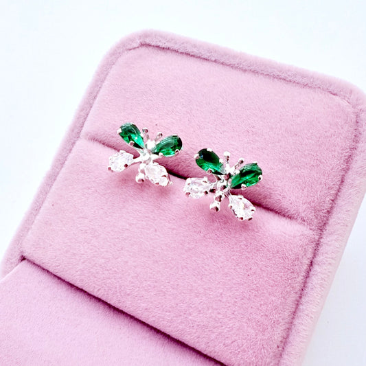 Monarca Emerald Silver Earrings