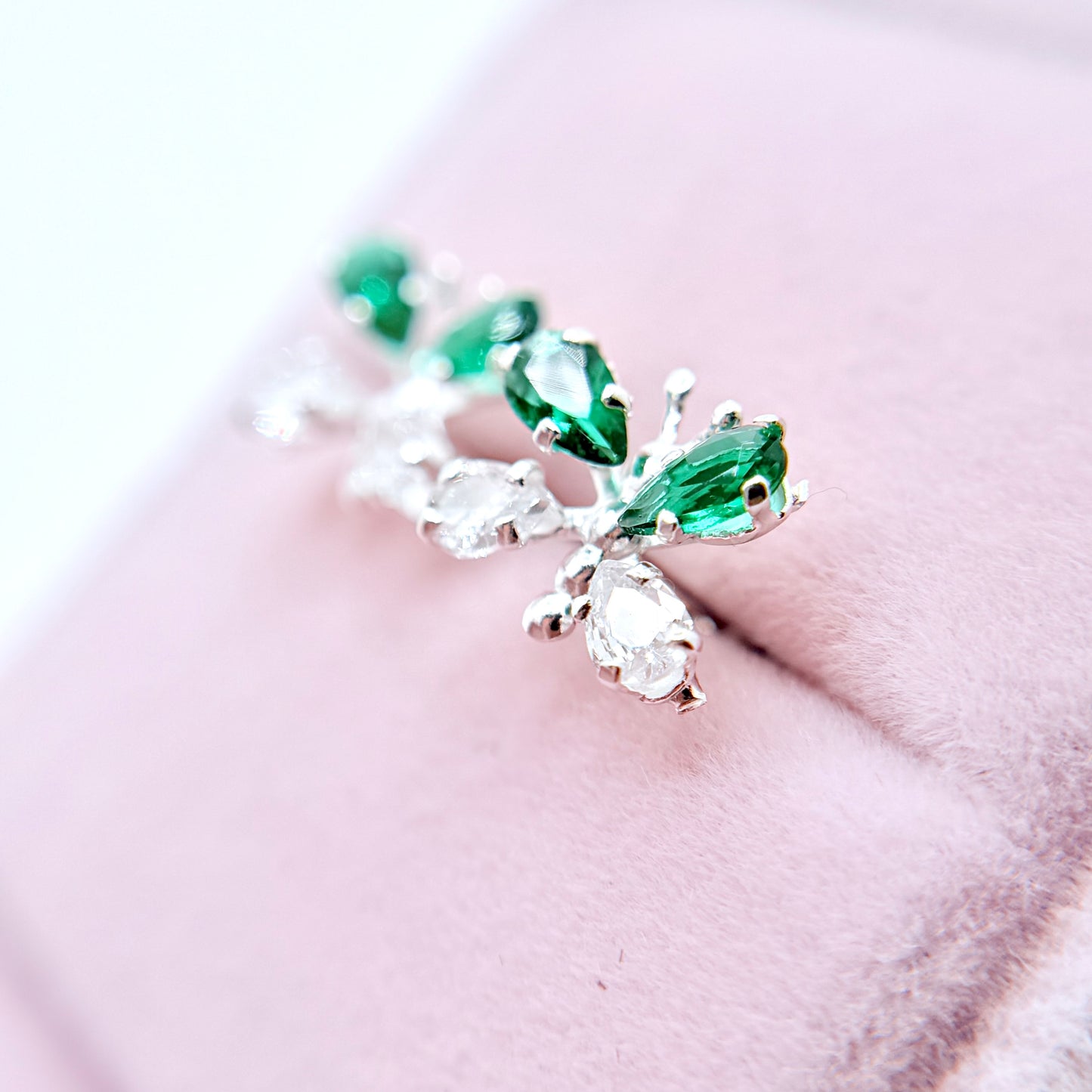 Monarca Emerald Silver Earrings