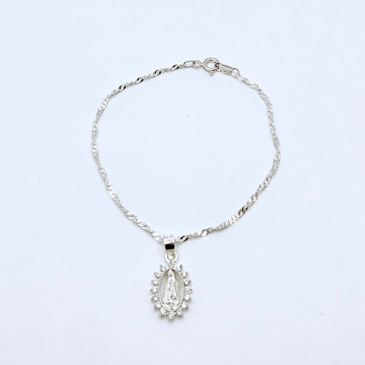Virgin Mary Dainty Silver Bracelet