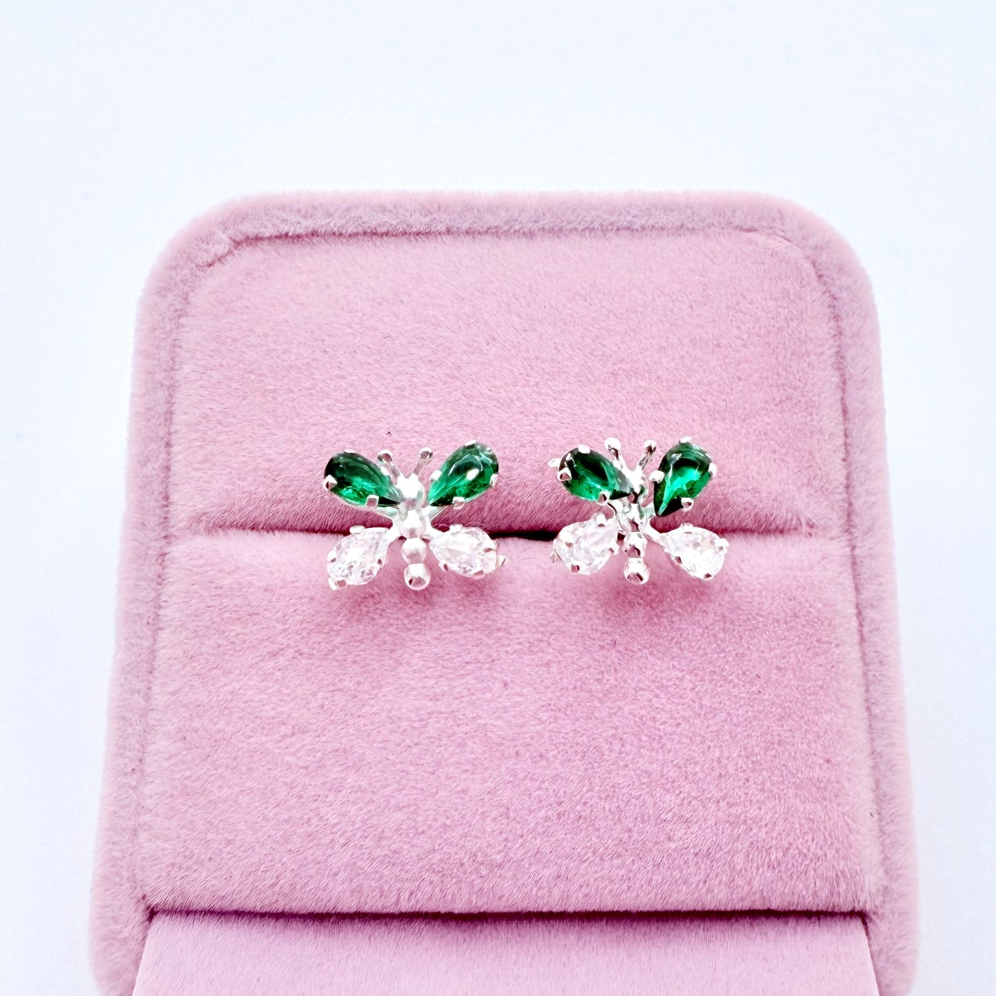Monarca Emerald Silver Earrings